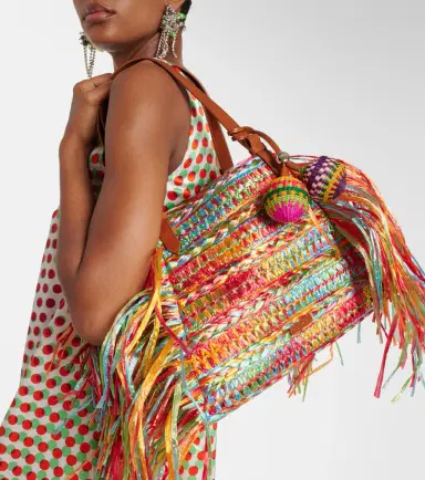 Aquazzura Trancoso fringed raffia tote bag | Thumbnail 6