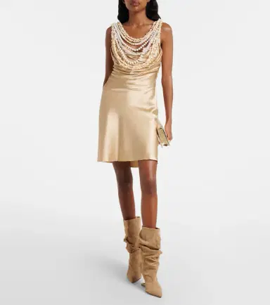 Balmain Embellished silk satin slip dress | Thumbnail 4