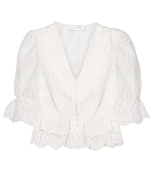 Frame The Deco broderie anglaise cotton blouse