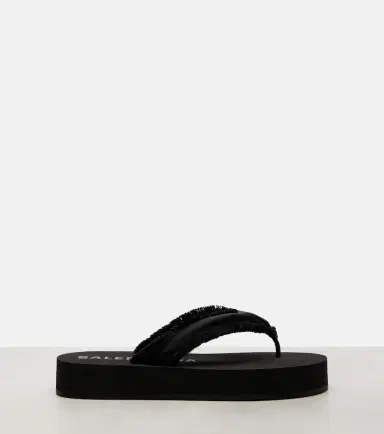 Balenciaga Cushy fringed satin platform thong sandals | Thumbnail 2