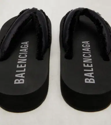 Balenciaga Cushy fringed satin platform thong sandals | Thumbnail 3