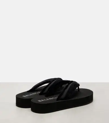 Balenciaga Cushy fringed satin platform thong sandals | Thumbnail 4