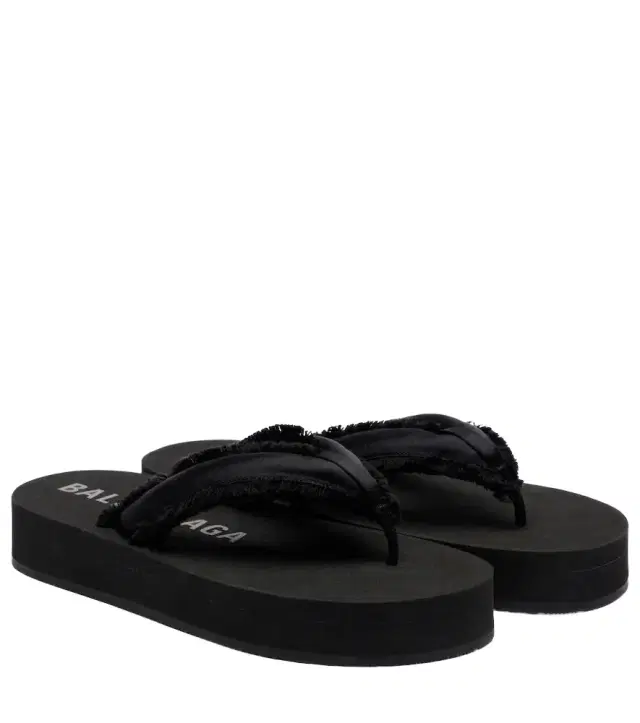 Cushy fringed satin platform thong sandals