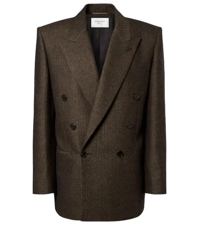 Herringbone double-breasted wool blazer