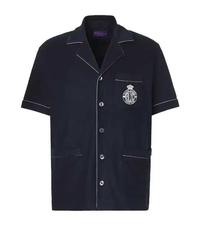 Embroidered cotton and silk terry shirt
