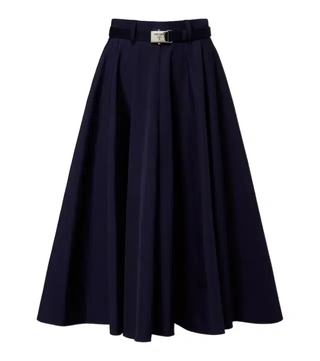Belted poplin midi skirt