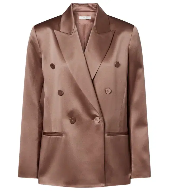 Double-breasted silk satin blazer
