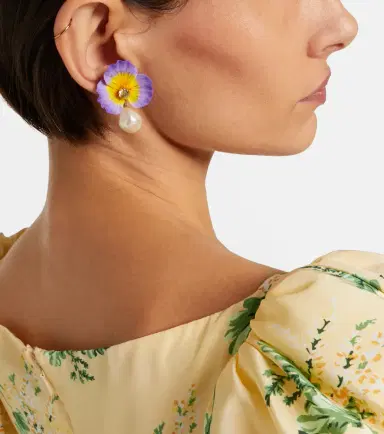 Jennifer Behr Embellished floral drop earrings | Thumbnail 6