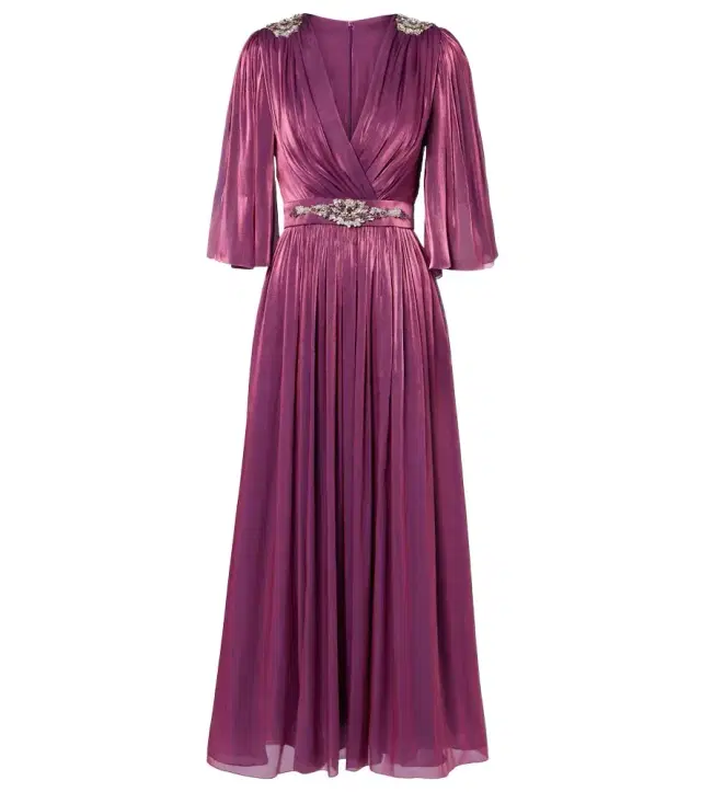 Costarellos Embellished Lurex georgette gown