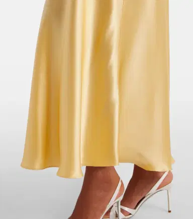 Rodarte Lace-trimmed ruched silk satin maxi dress | Thumbnail 5