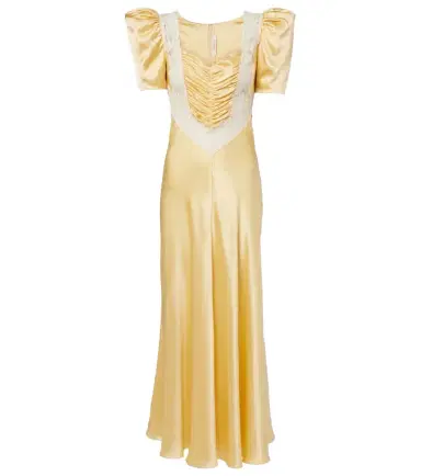 Rodarte Lace-trimmed ruched silk satin maxi dress | Thumbnail 1
