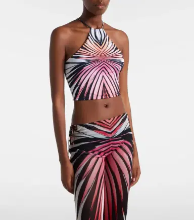 Roberto Cavalli Printed halterneck mesh crop top | Thumbnail 2