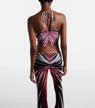 Roberto Cavalli Printed halterneck mesh crop top | Thumbnail 3