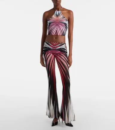 Roberto Cavalli Printed halterneck mesh crop top | Thumbnail 4