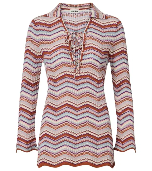 Rixo Brody chevron cotton top