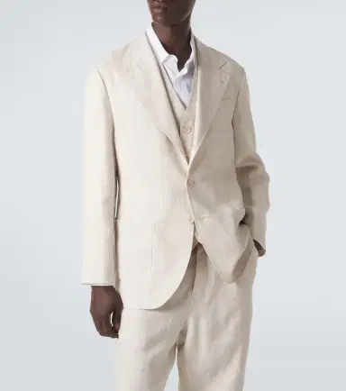 Brunello Cucinelli Single-breasted linen blazer | Thumbnail 3