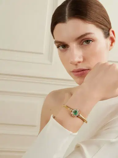 Stephanie Windsor Vintage 18-karat Gold, Diamond And Emerald Bangle | Thumbnail 2 Stephanie Windsor Vintage 18-karat Gold, Diamond And Emerald Bangle | Thumbnail 2