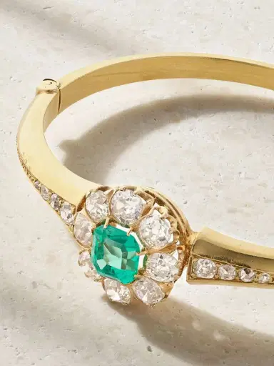 Stephanie Windsor Vintage 18-karat Gold, Diamond And Emerald Bangle | Thumbnail 4 Stephanie Windsor Vintage 18-karat Gold, Diamond And Emerald Bangle | Thumbnail 4