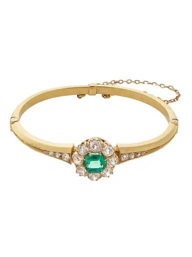 Stephanie Windsor Vintage 18-karat Gold, Diamond And Emerald Bangle | Thumbnail 1 Stephanie Windsor Vintage 18-karat Gold, Diamond And Emerald Bangle | Thumbnail 1