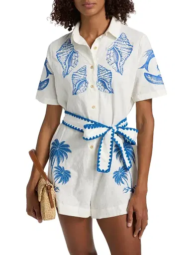 Farm Rio Women's Brasil Vintage Embroidered Romper - Off White | Thumbnail 3 Farm Rio Women's Brasil Vintage Embroidered Romper - Off White | Thumbnail 3