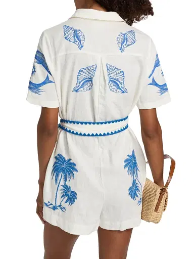 Farm Rio Women's Brasil Vintage Embroidered Romper - Off White | Thumbnail 5 Farm Rio Women's Brasil Vintage Embroidered Romper - Off White | Thumbnail 5