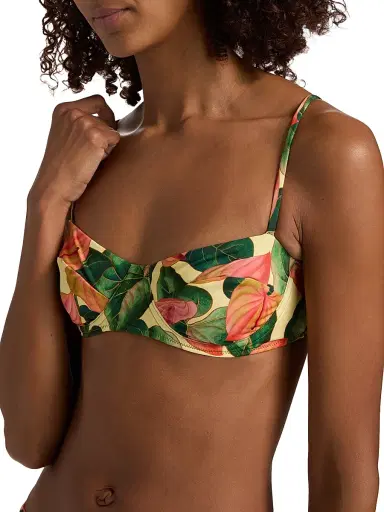 Farm Rio Women's Anturium Underwire Bikini Top - Golden Yellow - Size Large | Thumbnail 6