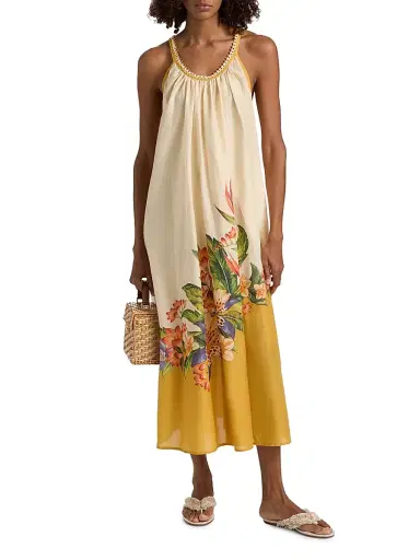 Farm Rio Women's Hilo Crochet-Trim Maxi Dress - Light Blush - Size Large | Thumbnail 3 Farm Rio Women's Hilo Crochet-Trim Maxi Dress - Light Blush - Size Large | Thumbnail 3