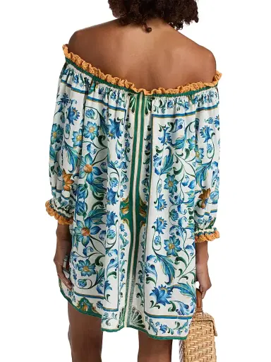 Farm Rio Women's Flora Tile Off-the-Shoulder Minidress - Off White - Size Large | Thumbnail 5 Farm Rio Women's Flora Tile Off-the-Shoulder Minidress - Off White - Size Large | Thumbnail 5