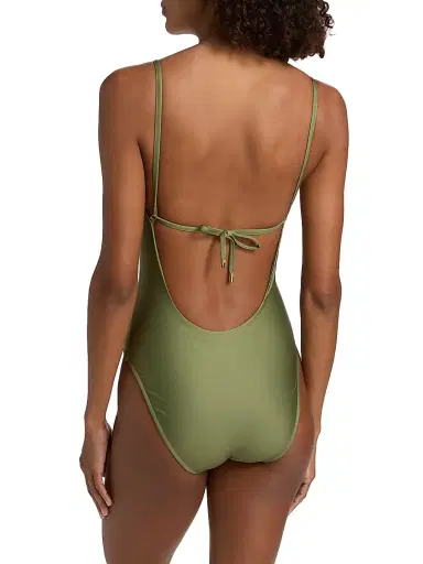 Farm Rio Women's Strilitzia One-Piece Swimsuit - Dark Green - Size Small | Thumbnail 5