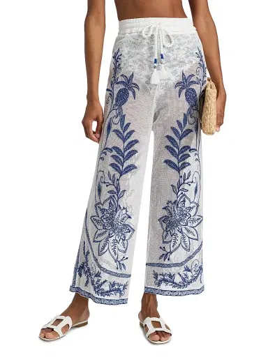 Farm Rio Women's Nina Embroidered Drawstring Mesh Pants - Off White - Size Large | Thumbnail 3 Farm Rio Women's Nina Embroidered Drawstring Mesh Pants - Off White - Size Large | Thumbnail 3