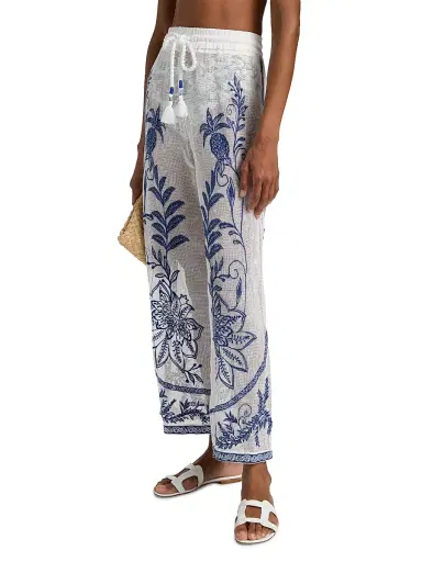 Farm Rio Women's Nina Embroidered Drawstring Mesh Pants - Off White - Size Large | Thumbnail 4 Farm Rio Women's Nina Embroidered Drawstring Mesh Pants - Off White - Size Large | Thumbnail 4