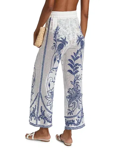 Farm Rio Women's Nina Embroidered Drawstring Mesh Pants - Off White - Size Large | Thumbnail 5 Farm Rio Women's Nina Embroidered Drawstring Mesh Pants - Off White - Size Large | Thumbnail 5