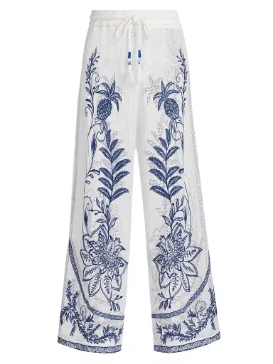 Farm Rio Women's Nina Embroidered Drawstring Mesh Pants - Off White - Size Large | Thumbnail 1 Farm Rio Women's Nina Embroidered Drawstring Mesh Pants - Off White - Size Large | Thumbnail 1