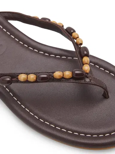 Staud Women's Freja Beaded Thong-Style Sandals - Wood Beads - Size 12 | Thumbnail 5