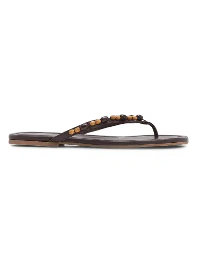 Staud Women's Freja Beaded Thong-Style Sandals - Wood Beads - Size 12 | Thumbnail 1