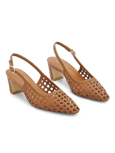 Stuart Weitzman Women's Stassi 50MM Leather Slingback Pumps - Boho Tan - Size 9 | Thumbnail 2 Stuart Weitzman Women's Stassi 50MM Leather Slingback Pumps - Boho Tan - Size 9 | Thumbnail 2
