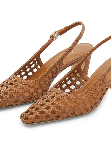 Stuart Weitzman Women's Stassi 50MM Leather Slingback Pumps - Boho Tan - Size 9 | Thumbnail 6 Stuart Weitzman Women's Stassi 50MM Leather Slingback Pumps - Boho Tan - Size 9 | Thumbnail 6
