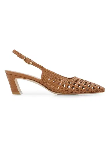 Stuart Weitzman Women's Stassi 50MM Leather Slingback Pumps - Boho Tan - Size 9 | Thumbnail 1 Stuart Weitzman Women's Stassi 50MM Leather Slingback Pumps - Boho Tan - Size 9 | Thumbnail 1