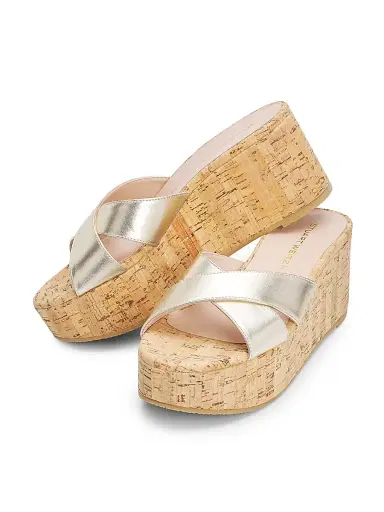 Stuart Weitzman Women's Dayna 65MM Wedge Sandals - Light Gold - Size 8 | Thumbnail 2