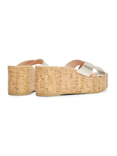 Stuart Weitzman Women's Dayna 65MM Wedge Sandals - Light Gold - Size 8 | Thumbnail 3