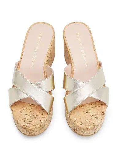 Stuart Weitzman Women's Dayna 65MM Wedge Sandals - Light Gold - Size 8 | Thumbnail 4