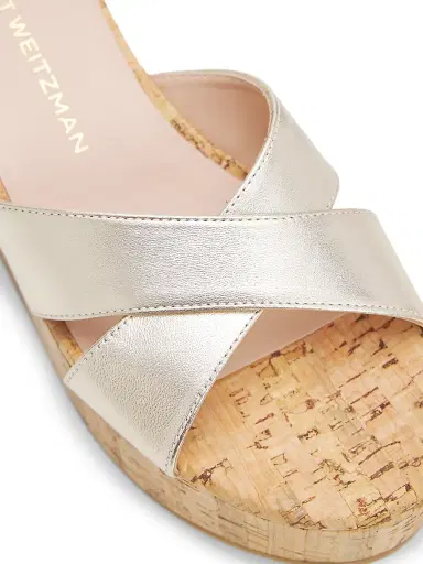 Stuart Weitzman Women's Dayna 65MM Wedge Sandals - Light Gold - Size 8 | Thumbnail 6