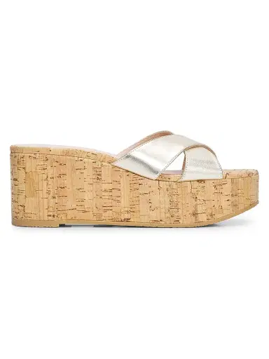 Stuart Weitzman Women's Dayna 65MM Wedge Sandals - Light Gold - Size 8 | Thumbnail 1