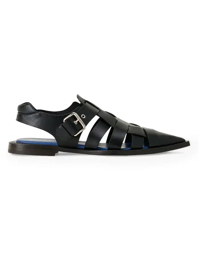 Men's Fisherman-Style Leather Sandals - Black