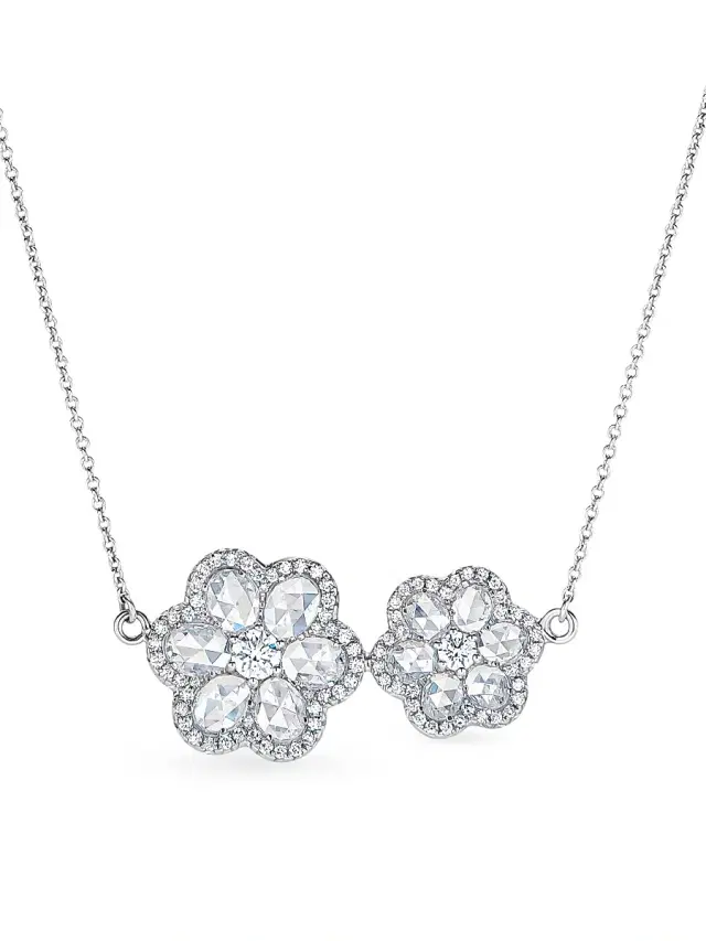 Women's Floral 18K White Gold & 1.88 TCW Diamond Pendant Necklace - White Gold
