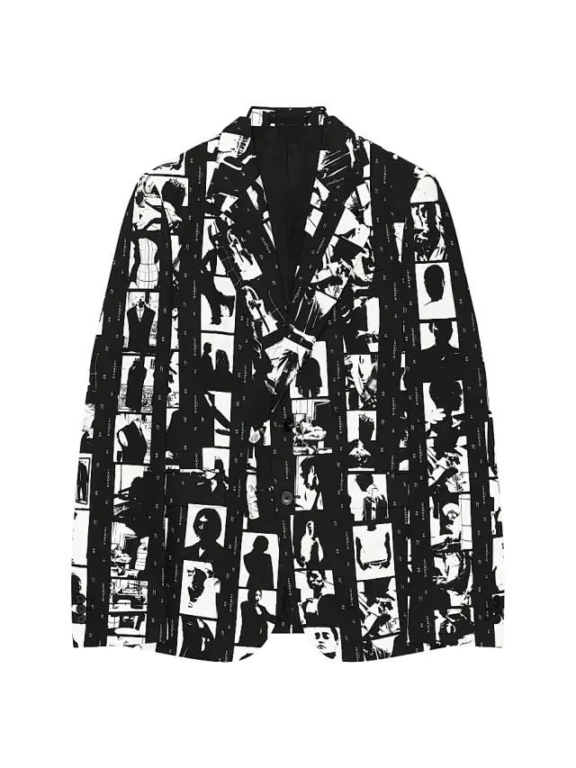 Givenchy Men's Fitted Jacket in Cotton with Photographic Negative - Black White