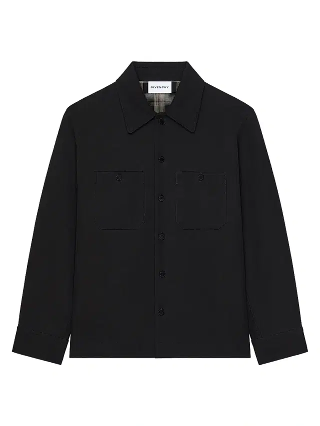 Givenchy Men's Couture Seam Overshirt Jacket in Cotton with Checked Reverse - Black