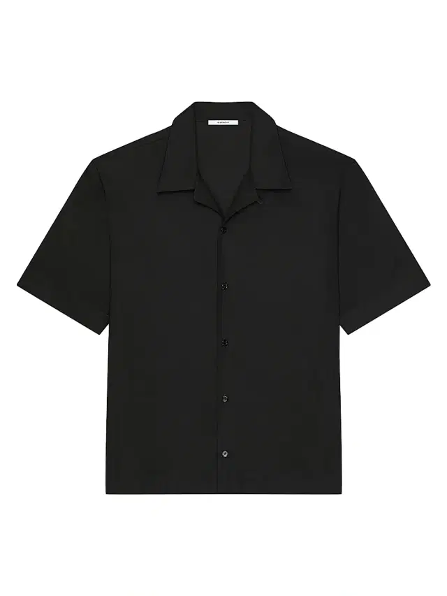 Men's Shirt in Poplin with Photographic Negative Print - Black