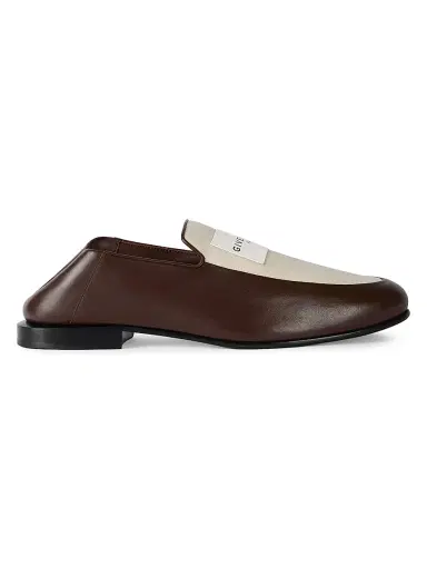 Givenchy Men's Label Loafers in Shiny Leather and Canvas - Natural Brown - Size 13 | Thumbnail 1