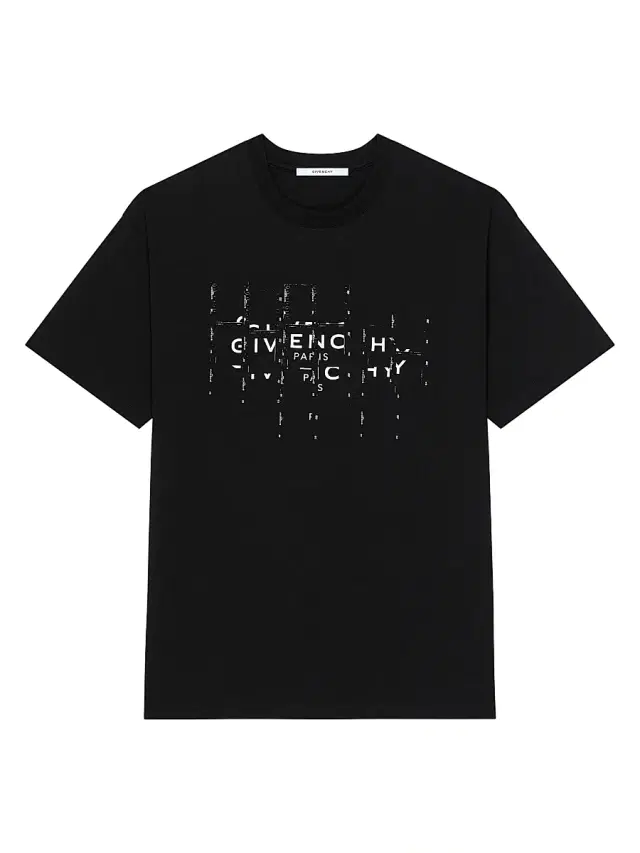 Men's T-Shirt in Cotton with Photographic Negative Print - Black